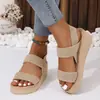 Sandalias de Cuña para Mujer, Nuevo Estilo de Verano, Tacón de Plataforma, Suela Gruesa, Punta Abierta, Sandalias Elásticas Elásticas para Mujer