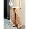 Pantalones de pijama para mujer con estampado floral de diseño retro, nuevo estilo verano 2026, pantalones holgados de pierna ancha para casa, adecuados para caminar y se pueden usar en la calle