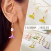Pendientes de Cola de Pez Sirena Incrustados de Diamantes Versátiles Estilo K para Mujer, Femeninos, Frescos, Estrella de Mar, Pendientes de Perlas de Moda para Mujer