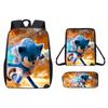 Mochila SONIC Nueva Transfronteriza Mochila de Dibujos Animados Bidimensionales Mochila Escolar para Estudiante de Primaria Juego de Tres Piezas