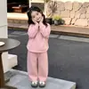 Conjunto de sudadera de moda para niños y niñas, nuevo conjunto casual de dos piezas estilo coreano para niños 2026 primavera y otoño para bebés