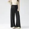 Nuevos pantalones anchos de maternidad para otoño e invierno con cordón, cintura plisada, tiro alto, tela fluida, ocultan el vientre, efecto adelgazante, pantalones largos casuales para uso en exteriores