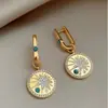 Brincos Geométricos Estrela de Oito Pontas com Microincrustação de Turquesa Europeus e Americanos, Brincos Europeus e Americanos de Design Meteoro de Luxo Leve, Joias de Orelha Exclusivas de Nicho