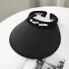 Sombrero de Sol Nuevo Estilo Coreano de Verano, Sombrero con Visera de Goma Negra, Sombrero de Sol para Proteger la Cara, Sombrero de Paja de Moda y Versátil para Mujer