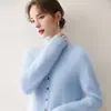 Otoño e Invierno Nuevo Cuello Alto Cachemir Cepillado Suelto de Punto para Mujer Suéter de Lana de Color Sólido Capa Base