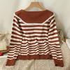 Tejido de Punto con Cuello Marino Estilo Occidental Reductor de Edad Rayas en Contraste para Mujer Otoño e Invierno 2025 Nuevo Diseño Chic de Nicho Top