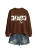 Vida na Praia Amazon Ebay Site Independente Moletom Feminino da Moda e Divertido com Gola Redonda e Manga Longa Outono e Inverno