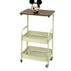 Carrito estante estilo antiguo para el hogar, móvil con ruedas, bueno para dormitorio, mesita de noche, cocina, almacenamiento de snacks, frutas y verduras