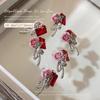 Ano novo manicure pilha de diamante gradiente rosa pérola maillard retangular liga de diamante borboleta desgaste acessórios do prego