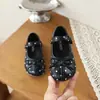 Sapatos Femininos Mary Jane de Couro com Bolinhas e Laço Estilo Retrô 2026 Outono Novo Estilo Coreano Casuais Versáteis Sapatos de Uma Sola