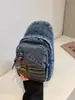 Nueva bolsa de pecho retro estilo étnico, diseño casual de mezclilla, moderna y espaciosa, bolsa cruzada versátil para el uso diario y los desplazamientos