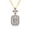 Cadena para Clavícula de Moissanita de 1 Quilate en Forma de Esmeralda Cadena Chapada en Oro de 18K Collar de Plata de Ley S925 Venta al por Mayor Transfronterizo