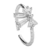 Anillo de lazo ajustable con apertura de circonita, anillo dulce japonés, joyería explosiva transfronteriza con personalidad para mujer al por mayor