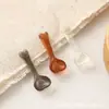 Acessórios de resina para brinquedos de comida em miniatura DIY, colheres transparentes em formato de coração, combinação de cena com cola de creme