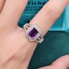 Anillo de Olivino Natural para Mujer Detección de Base Amatista Natural Corte Esmeralda Anillo de Tesoro de Color Abierto de Dos Tonos