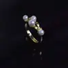 Anillo de Flor de Perlas Múltiples de Moda Exquisita Ajustable Anillo de Perla Nácar de Mar Profundo Diseño de Nicho Anillo Ajustable