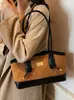 Bolso Pequeño Retro Esmerilado Transfronterizo para Mujer 2025 Nueva Moda Bolso Tote de Color Contrastante Popular Otoño e Invierno Bolso de Hombro para el Trabajo