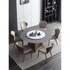 Mesa de Comedor Redonda de Pizarra Estilo Italiano con Plato Giratorio, Juego de Mesa y Sillas Redondas de Comedor, Mesa de Comedor Redonda con Función Giratoria, Estilo Minimalista Moderno