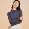 Liquidación Otoño e Invierno Base Delgada para Mujer con Ácido Hialurónico Ropa Interior Camiseta de Manga Larga Ajustada Cuello Redondo Top de Cuello Semi Alto