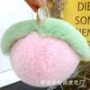 Pêssego Deixe Você Feliz Pelo de Coelho Faux Rex Pêssego Pelúcia Bola de Pelúcia Pingente Bolsa Mochila Moda Pendurado Celebridade da Internet Chaveiro