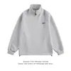 Suéter de Otoño Estilo Coreano Simple Bordado Cuello Alto Media Cremallera Sudadera Marca Juvenil Trendy Holgado Casual Top Deportivo