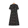 Al por mayor Primavera 2026 Nuevo Estilo Europeo y Americano Vestido de Mujer de Longitud Media con Mangas Cortas Estilo Camisa Estampado 26001 Rosa