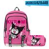 3D Nuevo Producto Impreso Periférico Sanrio Kuromi Kuromi Mochila Escolar Estuche de Lápices de Doble Capa Traje de Dos Piezas
