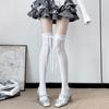 Meias de Renda Lolita para Mulheres, Estilo Ballet, Meias Arrastão Versáteis de Cano Médio para o Verão, Meias de Renda Miu com Laço