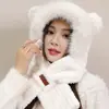 Conjunto de Chapéu e Cachecol Raposa para Mulheres, Chapéu de Pelúcia com Máscara, Protetor de Pescoço com Capuz, Térmico de Inverno Tendência Estilo Coreano, Fofo