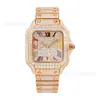 Relojes de Moissanita de Color para Hombre de Comercio Exterior en Stock, Decoración de Moissanita Europea y Americana, Relojes Mecánicos de Moda con Calendario Hip-Hop al por Mayor