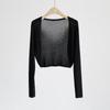 Chaqueta tipo cárdigan de punto fino de seda helada con protección solar para mujer, chaleco de verano con falda de tirantes, blusa tipo chal pequeña