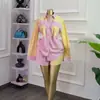 Ropa Femenina Transfronteriza Europea y Americana Verano 2026 Nueva Moda Camisa de Manga Larga a Rayas y Bloques de Color Conjunto de Shorts de Cintura Alta