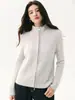 Roupa externa espessa, elegante e quente: Cardigã de tricô 100% cashmere para mulheres, com zíper duplo e design de trança em cabos