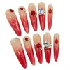 Manicura Hecha a Mano de Hija Rica Ojo de Gato Rojo Rubor Francés Gama Alta Puro Deseo Lujo Accesible Parche de Manicura
