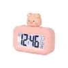 Relógio eletrônico fofo de desenho animado relógio eletrônico infantil multifuncional estudante LED display de temperatura e umidade relógio pequeno