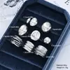 Anillo Abierto Geométrico Irregular de Arco Nuevo Europeo y Americano Transfronterizo Nicho Elegante Creativo para Dama Set de Mano 8 Piezas