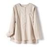 Camiseta de manga larga con cuello redondo para mujer, jersey de algodón con media tapeta, estilo francés, original japonés, para exportación de comercio exterior