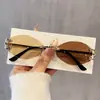 Moda Europea y Americana Estilo Nuevo Gafas de Sol Sin Marco que Cambian de Color, Gafas Ins Versátiles de Gama Alta de Moda, Gafas Irregulares para Mujer