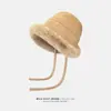 Gorro de felpa transfronterizo para mujer, gorro de pescador de invierno, gorro mongol engrosado y forrado de forro polar, a prueba de viento, protector de orejas, sombrero de cubo cálido