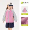 Jaqueta com Zíper para Meninos Dudu, Blusa com Capuz Patchwork de Outono para Meninas, Novas Roupas de Outono, Roupas de Bebê, Moda Infantil Tendência