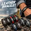 Moda Europeia e Americana Tendência Joias Masculinas Estilo Punk Pulseira Trançada Masculina Personalizada Versátil Bússola Pulseira de Couro Pulseira