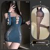 Lencería Sexy Body Ajustado Vestido de Malla Atuendo Sexy Puro Deseo Hueco Transparente Qqny Uniforme Estilo Abstinencia