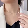 Moda Coreana Colar de Pérolas de Água Doce Barroco Corrente de Clavícula com Temperamento Acessórios Simples de Luxo Leve Retro Pescoço Atacado
