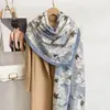 Bufanda de Algodón y Lino Estilo Pastoral Rosa Azulado para Mujer, Fresca y Versátil, Nuevo Estilo Otoño e Invierno, Chal Cálido para Abrigo, Bufanda de Cuello para Mujer
