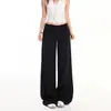 Calça Social Laranja Infantil # Preta de Cintura Baixa High-End Wide-Leg Casual para Mulheres, Caimento Solto, Emagrecedora, Fluida, Versátil, Comprimento no Chão.