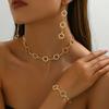 Venda Quente Transfronteiriça Estilo Coreano Fresco Flor Oca Elegante Conjunto de Pulseira e Colar Moda Simples Conjunto de Joias Femininas