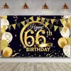 Nova Decoração de Festa de Aniversário Placa e Cartaz Preto e Dourado para Fundo de Cabine de Fotos de Aniversário com Estampagem Dourada