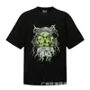 Comércio Exterior Transfronteiriço Em Estoque Derreter Conector Estilo Americano Marca Tendência High Street Retro Estampa Líquida Camiseta Casual Solta de Manga Curta