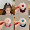 Mascarilla de frijol de felpa colorida nueva para otoño e invierno para niños, diadema, anillo de toalla de bola ensanchado, cuerda para el pelo de bola para coleta alta de niñas