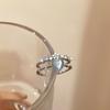 Anillo abierto de circonita y aguamarina Love Moonlight para mujer, diseño de nicho de lujo ligero, elegante y ajustable.